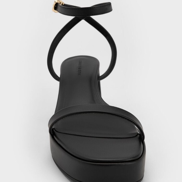 Charles & Keith Thin-Strap Block Heel Sandals - Black sz 6 - Picture 3 of 7